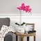 24" Real Touch™ Pink Orchid in a Striped Ceramic Pot